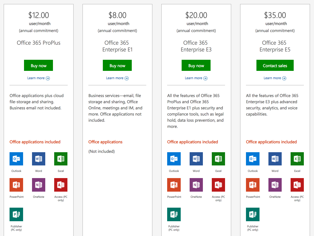 Enterprise products avaiable through Office365.