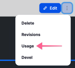 The usage tab on content.