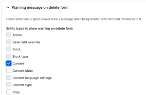 Configuring the warning on the delete form.