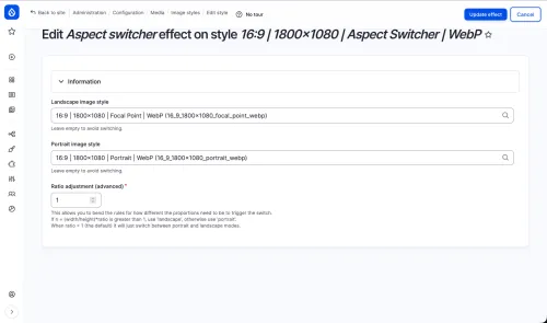 Editing the aspect switcher style to choose portraint when the ratio is greater than one.