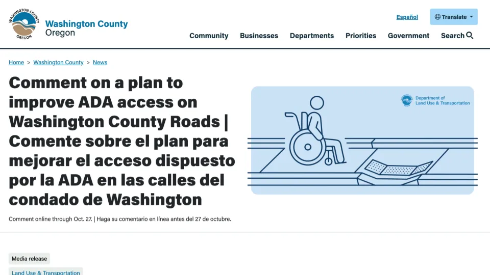 Screenshot showing a webpage with mixed English and Spanish titles in a navigation list, demonstrating poor usability when languages are inconsistently applied