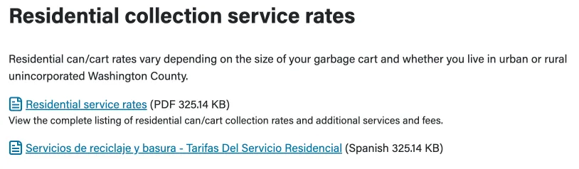 Screenshot of a document download section showing file links with dual labeling: document name in English followed by translated language name in parentheses, with file type and size indicators